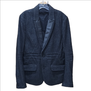 ROUGE Black Wool Leather Blazer Jacket